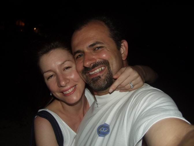 Nighttime selfie of Themio and Christian, March 2003
